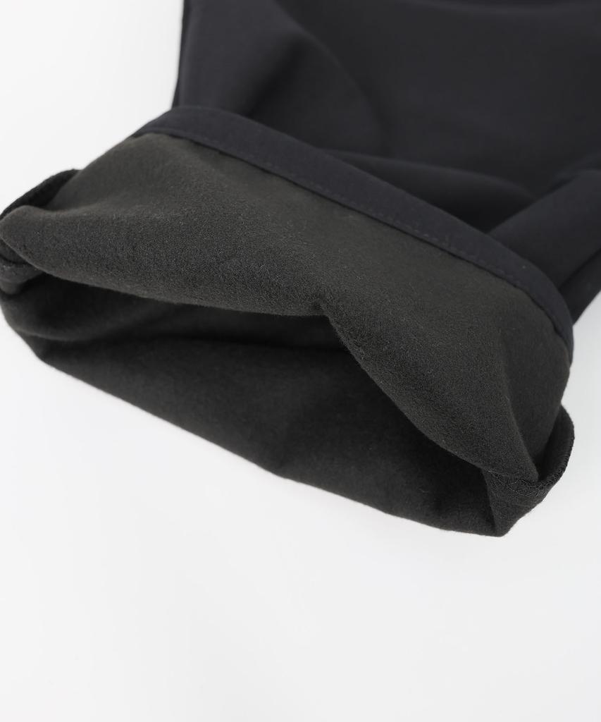 Jikeulib Bonded Brushed Elastic Waist Pintuck Semi-Wide Cotton Pants [Black]