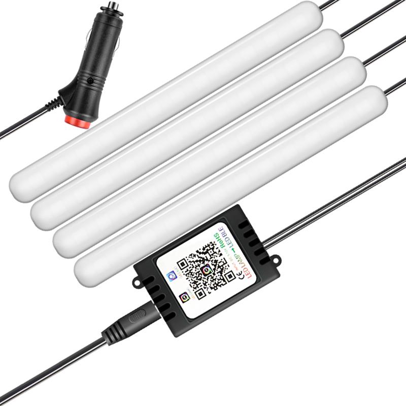 

F11 Cigarette Lighter 12V Car RGB Ambient Light APP Control 48 LED Light Bar Strip with 2 Music Control Modes Type A