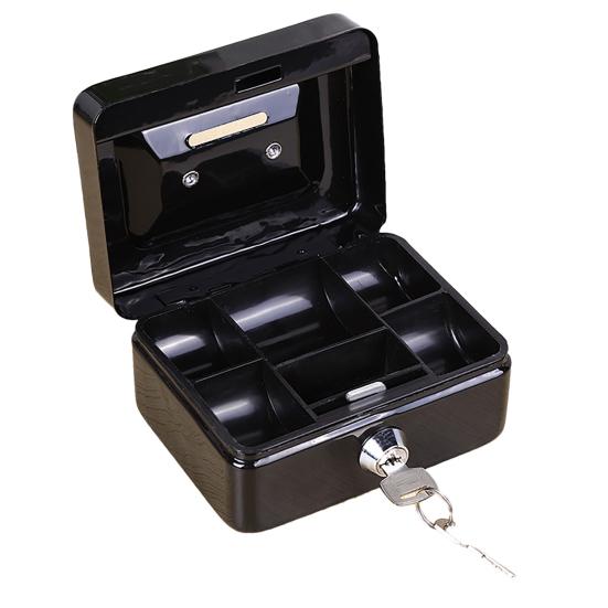 Mini Cash Box with Security Lock And Two Keys Compact Shock-proof Portable Multi Compartments Deposit Petty Cash Cash Safe Metal Box Jewelry Precious