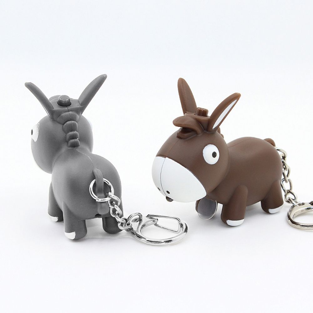 Lovely Donkey Shape Vocal Key Chain Key Ring Luminous LED Light