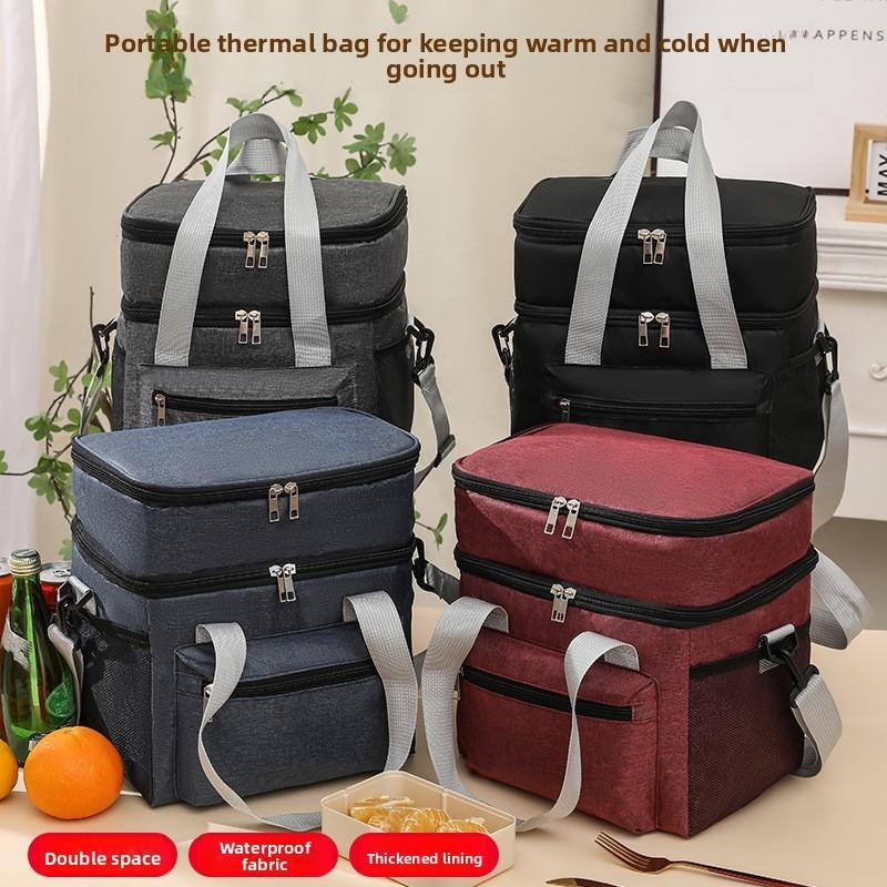 Practical Layer Double Insulated Lunch Bag With Oxford Material For Outdoor