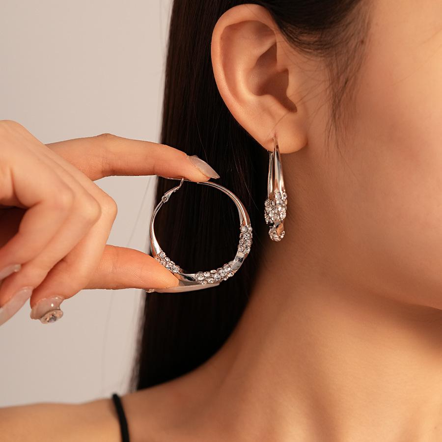 Autumn and Winter Simple Leather Geometric Circle Silver Needle Earrings Leopard Geometric Premium Earrings