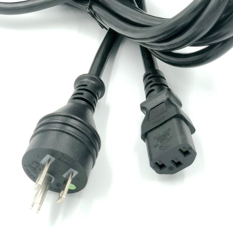 UL-Certified Angled US Medical Power Cord with Ferrite Core Shielded Three-Pin Cloverleaf Plug