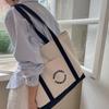 Canvas Tote Bag Women's Single Shoulder Bag Commuter Bag Soft Handle Zipper Closure Casual Scene Korean Sle Large Capaci