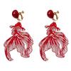 No Piercing Fish Hollow Ear Clips Round Acrylic Material Ear Accessory Secure Hold Comfortable for Long Term Wear