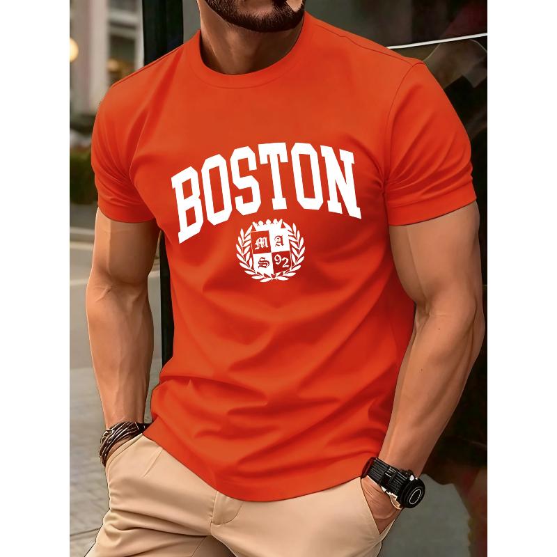 Cotton Printed Men s Fashion Loose Top Casual T-Shirts Men’s S оранжевый