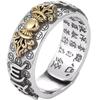 Bague Sutra du Cœur Club Doré Pour Hommes et Femmes, Attraction d'Argent Grenat Rétro Mantra à Six Caractères, Personnalité