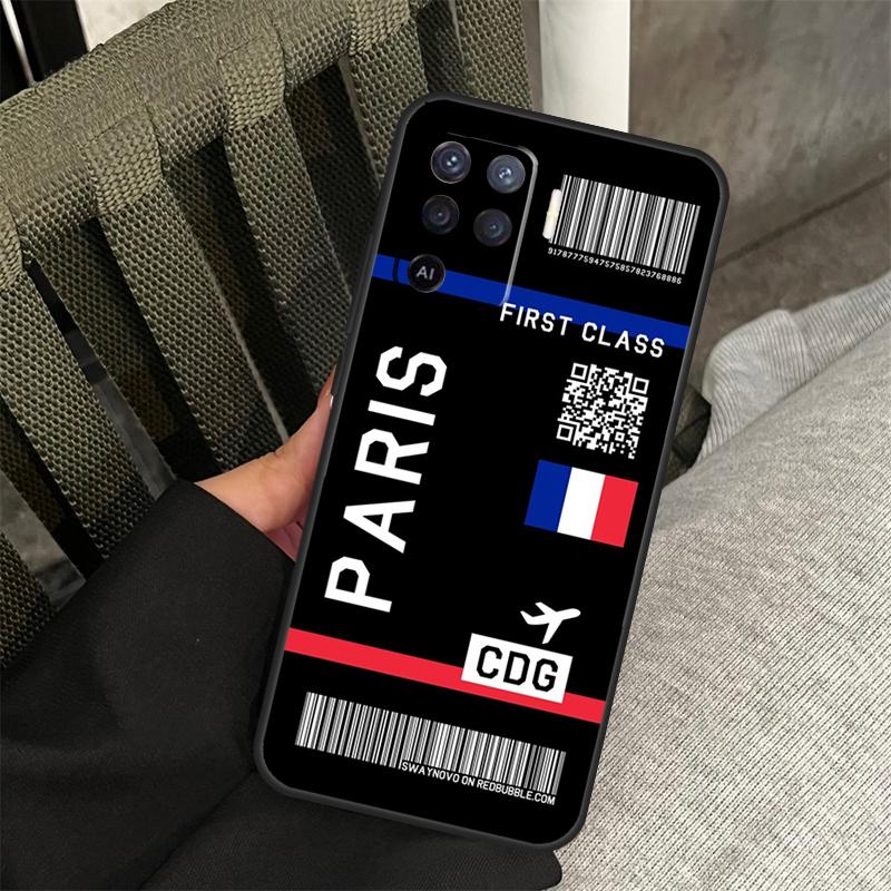 Boarding Pass Plane Ticket Case For Oppo A78 A98 A80 A40 A60 A18 A38 A58 A15 A17 A77 A74 A94 A54 A57S A16 A76 A96 Cover