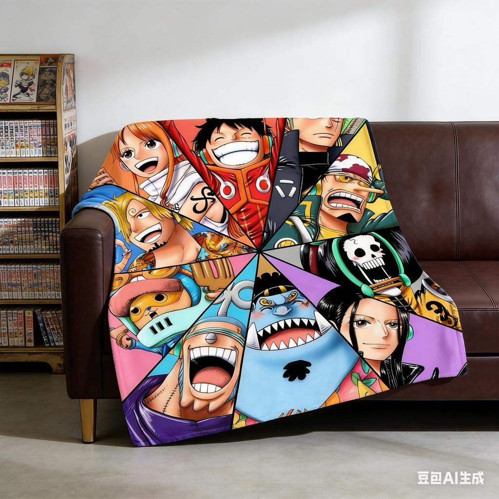 One Piece Anime Design Flannel Throw Blanket Super Soft And Warm For Bed Couch Sofa Bedroom Living Room Portable Cozy Home Decor