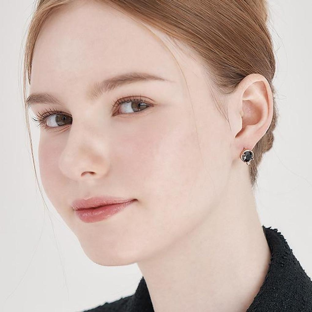 [ELLE Jewelry] 14K GF Black Jet Seahorse One-Touch Earrings ELGPEE547