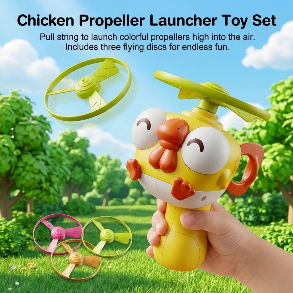 Bamboo Dragonfly Pull-Start Flying Disc for Kids Outdoor Parent-Child Interactive Toy