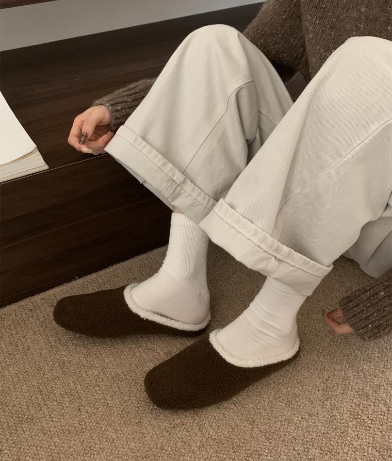 Retro small polka dot plush shoes for women to wear 2025 autumn and winter new Korean version fairy wind Mary Jane cotton shoes for women