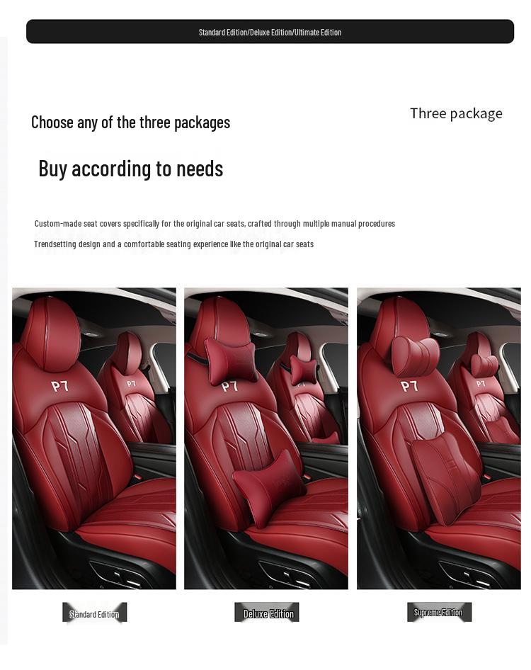 Xiaopeng P7 Five-Seater Full Coverage Leather Seat Cushion, Wear-Resistant and Suitable for All Seasons