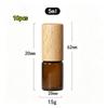 10Pcs 5ml 10ml 15ml Amber Clear Glass Roll On Bottles Natural Bamboo Wood Cap Sample Roller Ball Vials For Essential Oil Perfume