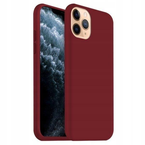 Case Silicone Soft for Apple iPhone 11 Pro Max Burgundy + Glass 9H