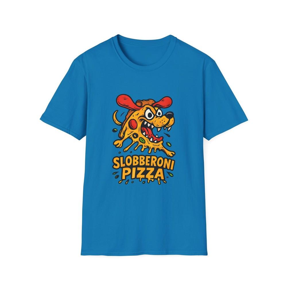Unisex Softstyle T-Shirt Cartoon Dog Pizza Slice Funny Food Animal Design