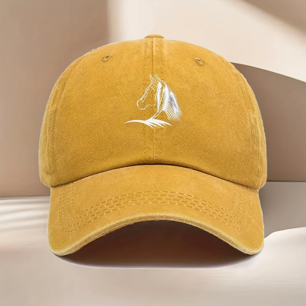 1pc Women's Horse Print Baseball Cap,Elegant Horse Head Design,Durable Textile Fabric,All-Season Casual Hat,suitable for Travel
