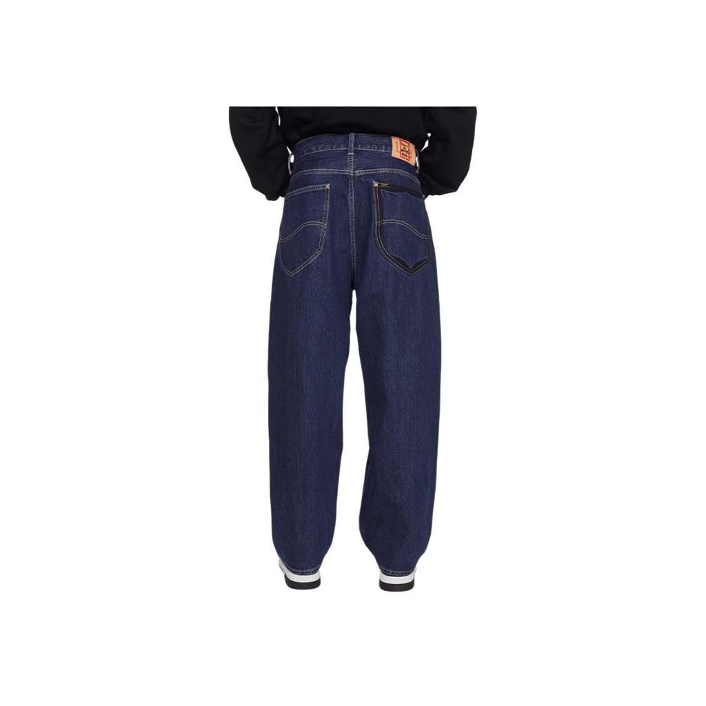 Lee X Have A Good Time Collaboration Solid Color Casual Versatile Loose Wide Leg Washed Denim Pants Unisex pants Medium-Blue LUB007915