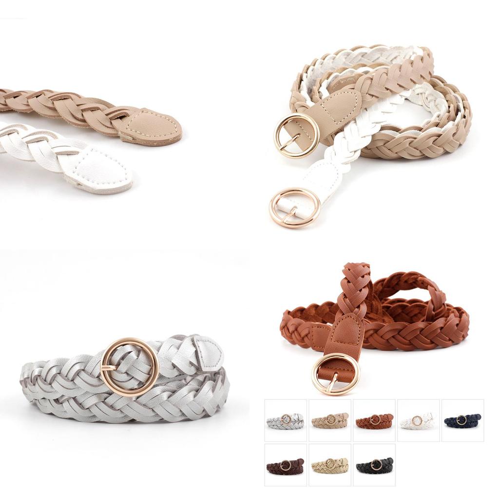Chic Casual Twisted Style Women's Waist Belt Featuring Elegant Round Alloy Buckle In Various Colors