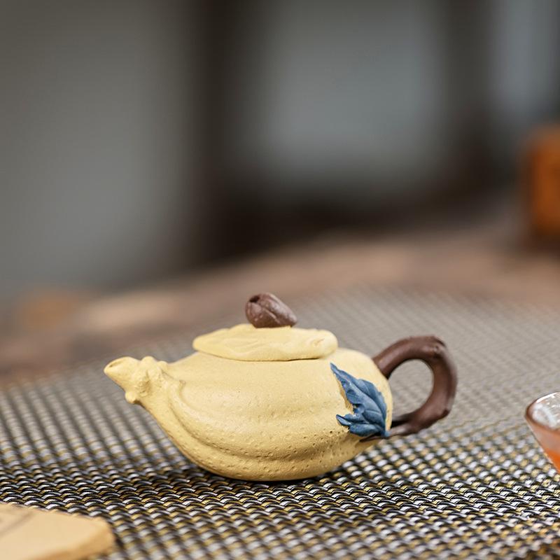 80cc Yixing purple clay teapot, handmade clay Buddha hand teapot, small capacity teapot