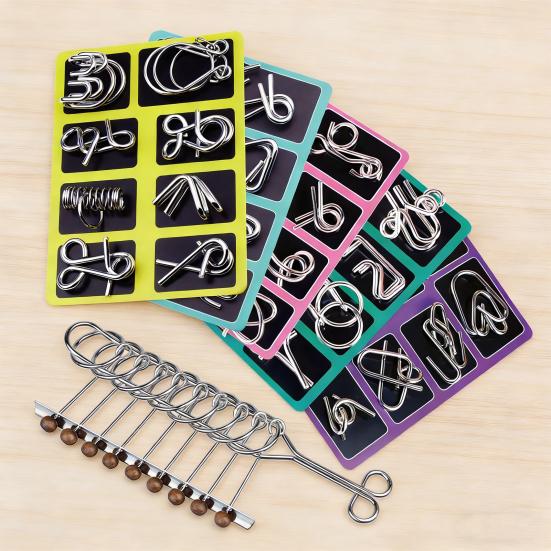 24/32/40/41 Peças Quebra-Cabeça de Metal Anel Teste de Lógica IQ Quebra-Cabeça de Arame 3D Encaixável Crianças Adultos Educacional Destravar Encaixe Jogo Desafiador