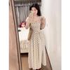 Summer Retro Polka Dot Temperament Princess Dress French College Style Waist Niche Bubble Sleeve Word Long Dress Women