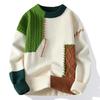 Pánské teplé svetry Podzim Zima Korejská móda Rolák Patchwork Pulovry Streetwear Pulovr Ležérní Muži Oblečení