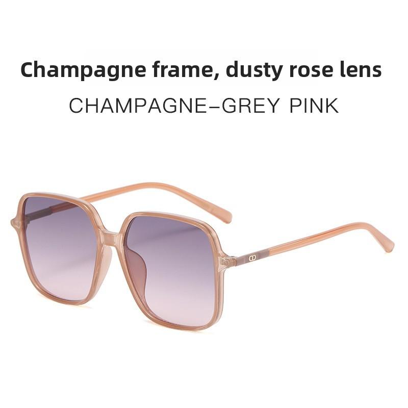 

D Family Trendy Square Designer Sunglasses With Pc Lenses For Sun Protection And Stylish Occasions ChampagneFrameGrayPink