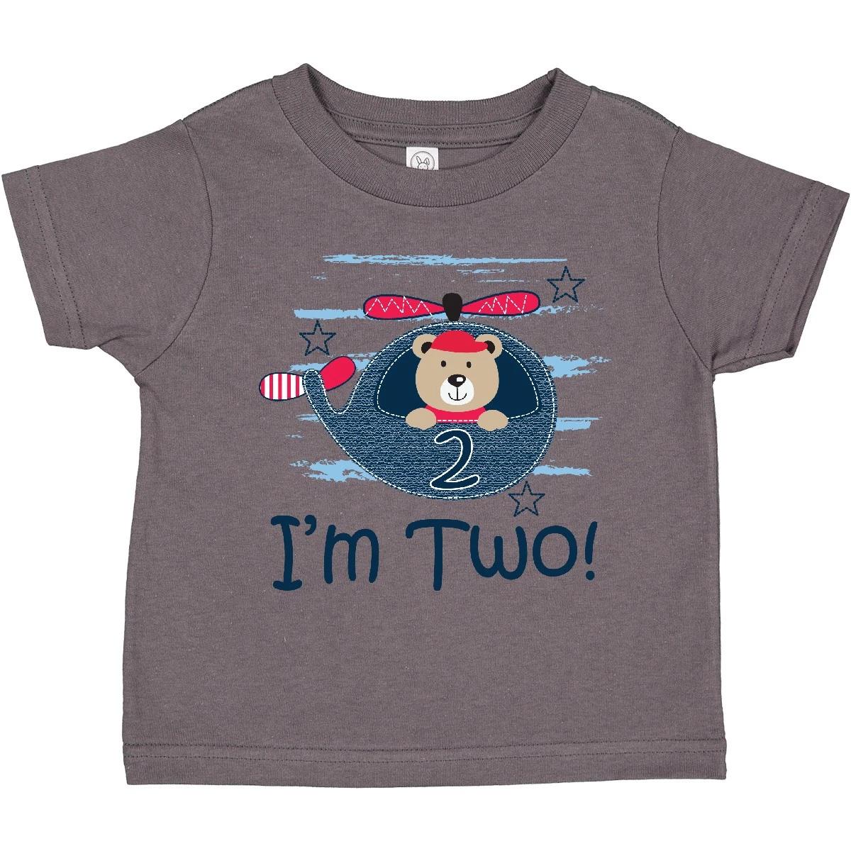 

Inktastic 2nd Birthday Boys 2 Year Old Bear Toddler kids boys T-Shirt Im Childs Helicopter 160