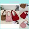 Stylish Autumn And Winter Ins Fashion One Shoulder Bag Cozy Fleece Tote In Burgundy