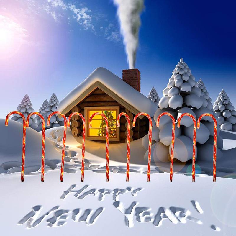 Waterproof Solar Powered Christmas Pathway Candy Cane LED Garden Light