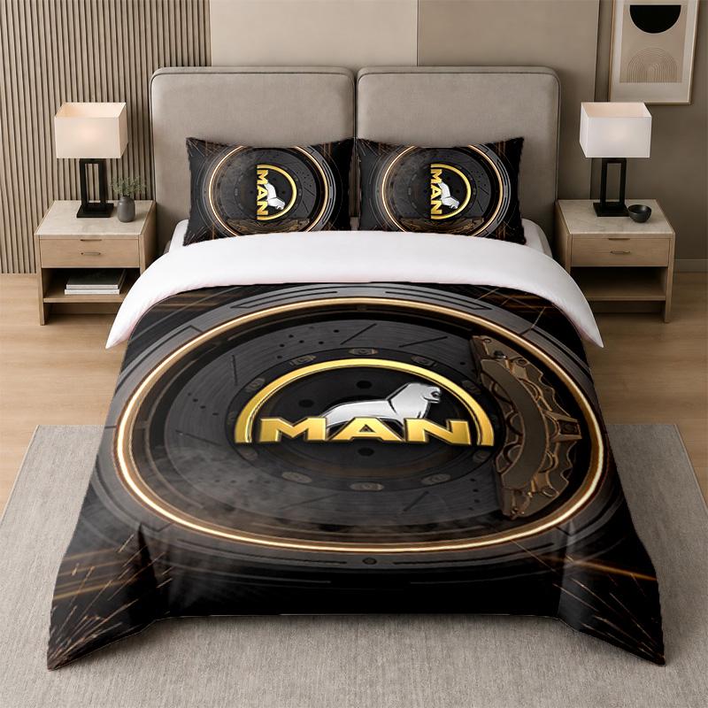 3Pcs Bedding Setman Truck Soft Bed Sheet and Two Pillowcases Home Bedroom Decor