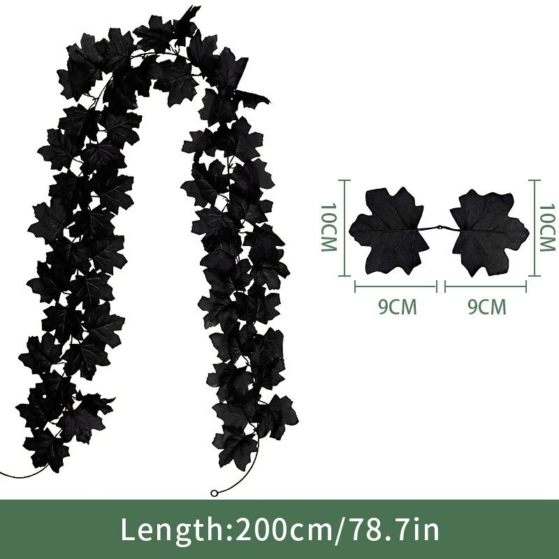 Artificial Maple Leaves Halloween Thanksgiving Decoration Autumn Fall Leaf Simulated Maple Leaf Garland Fallen Leaves Rattan