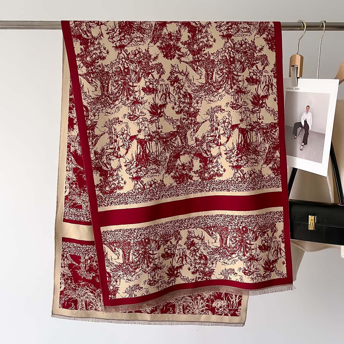 

Новый винтажный двусторонний шарф из искусственного кашемира с принтом, толстый манишка, высококачественная шаль для осени и зимы, женская бандана, шаль, накидка 66X186cm