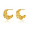 Unique Irregular C Shape Spring Metal Hoop Earrings Gold Plated For Women