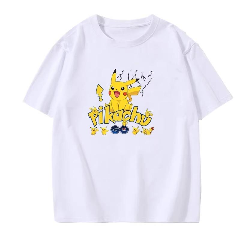Potdemiel Summer New Pikachu Print Childrens Cotton TShirt Boys and Girls Comfortable and Breathable Childrens TShirt