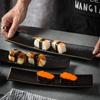 Japanese-Style Frosted Sushi Plate, Rectangular Black Phnom Penh Saury, Long Plate, Raw Fish Platter, Barbecue Plate, Dim Sum Plate