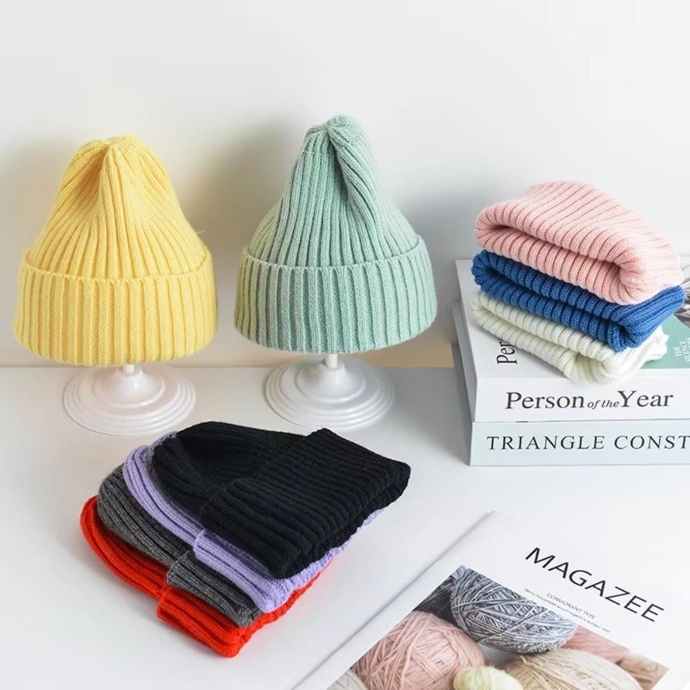 Candy Color Baby Hat Ins Korean Style Kids Beanie Stylish Outdoor Knitted Hat For Children