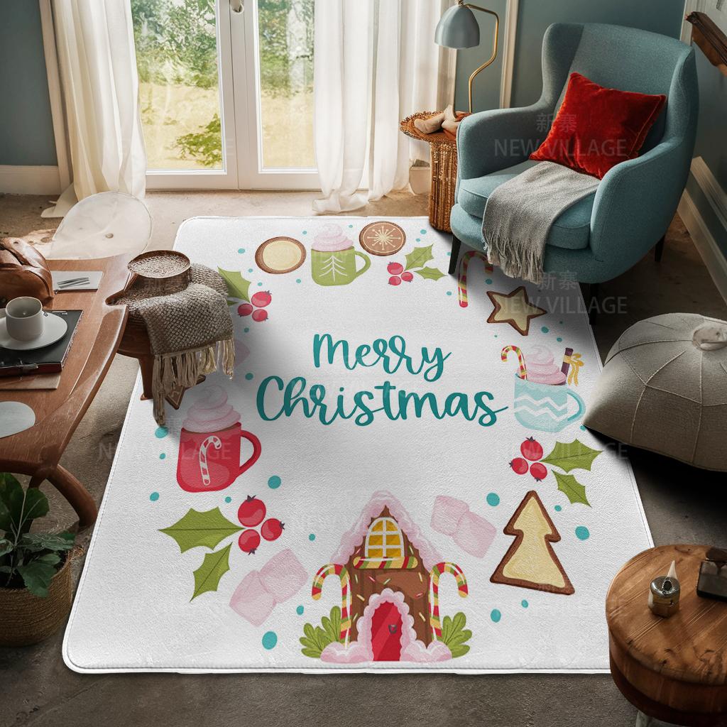 House Entrance Carpet Home Door Mat Living Room Bath Foot Bathroom Non-slip Water Absorption Rugs Bath Merry Christmas Winter