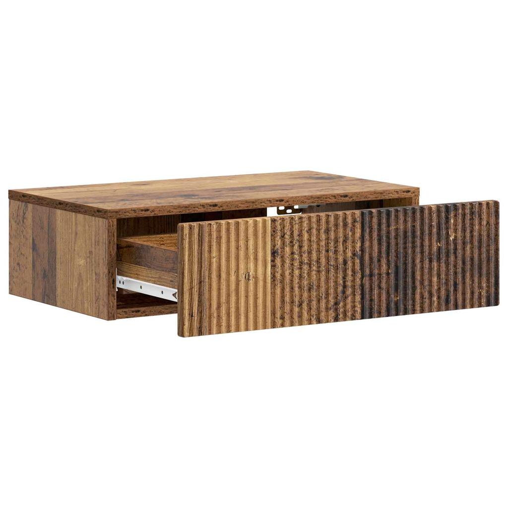 Wall Mounted Side Table Reclaimed Wood Look 59 x 34.5 x 17 cm
