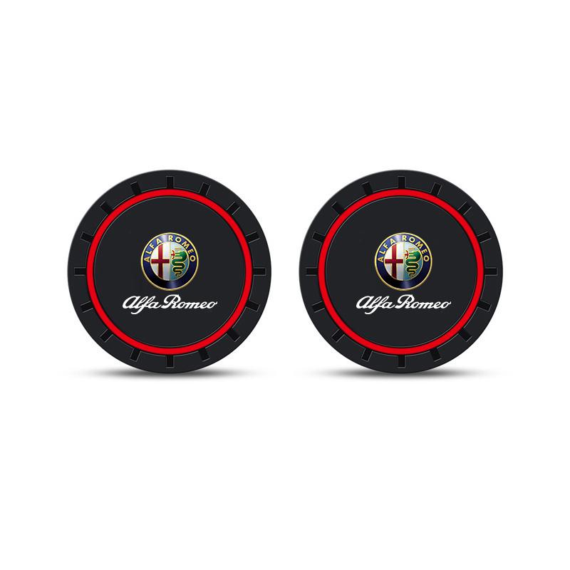 2 Pezzi Portabicchieri per Auto Sottobicchieri Antiscivolo Tappetini Accessori Interni Auto Per Alfa Romeo Giulia 159 147 Stelvio Giulietta 156 GT 166