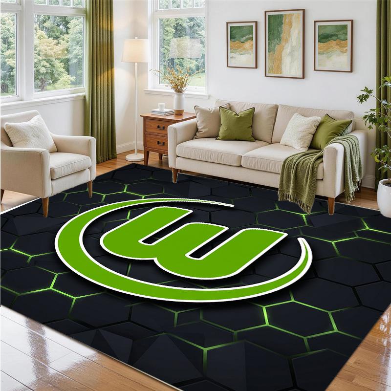 VfL Wolfsburg FC Design Kristall-Samt-Teppich Weiche Dekorationsmatte für Schlafzimmer Eingang