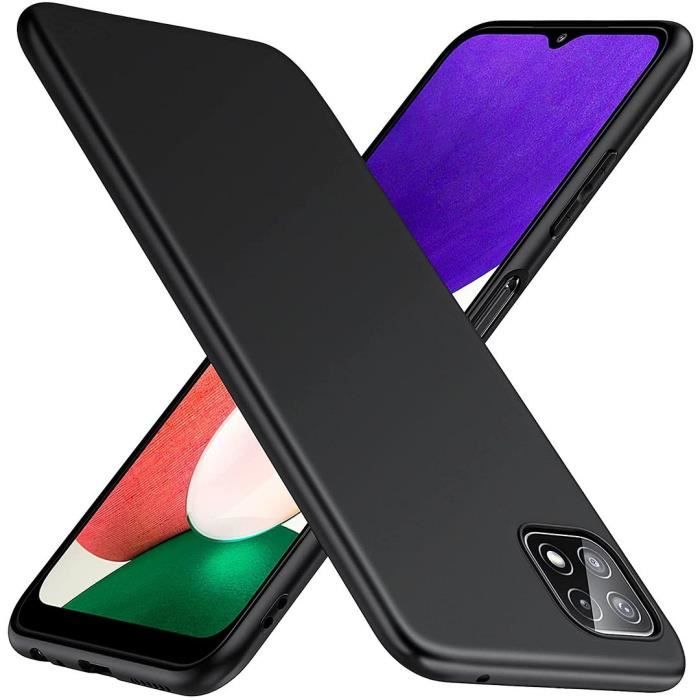 Coque de protection - BOOLING - pour Samsung Galaxy A22 5G - Silicone Noir - 2 Verres Trempés - Protection Optimale