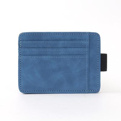 Basic Faux Leather Card Wallet (Blue)