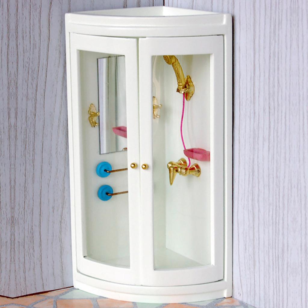 1:12 Wood Mini Doll House Accessory Bathroom Shower Room Model for Dolls