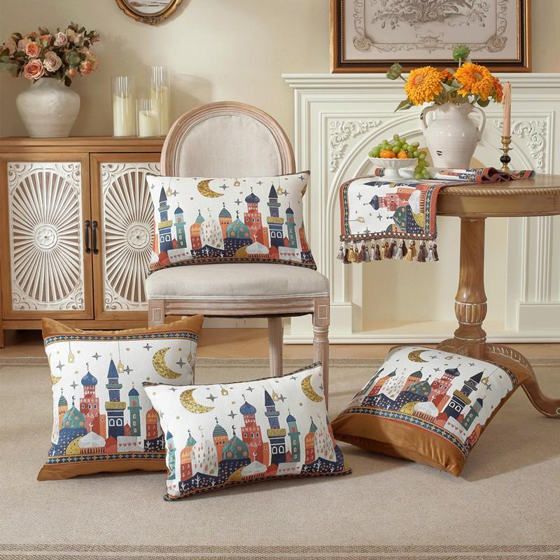 Woven Jacquard Star Moon Castle Camel Cushion Cover Living Room Sofa Decorative Pillowcase