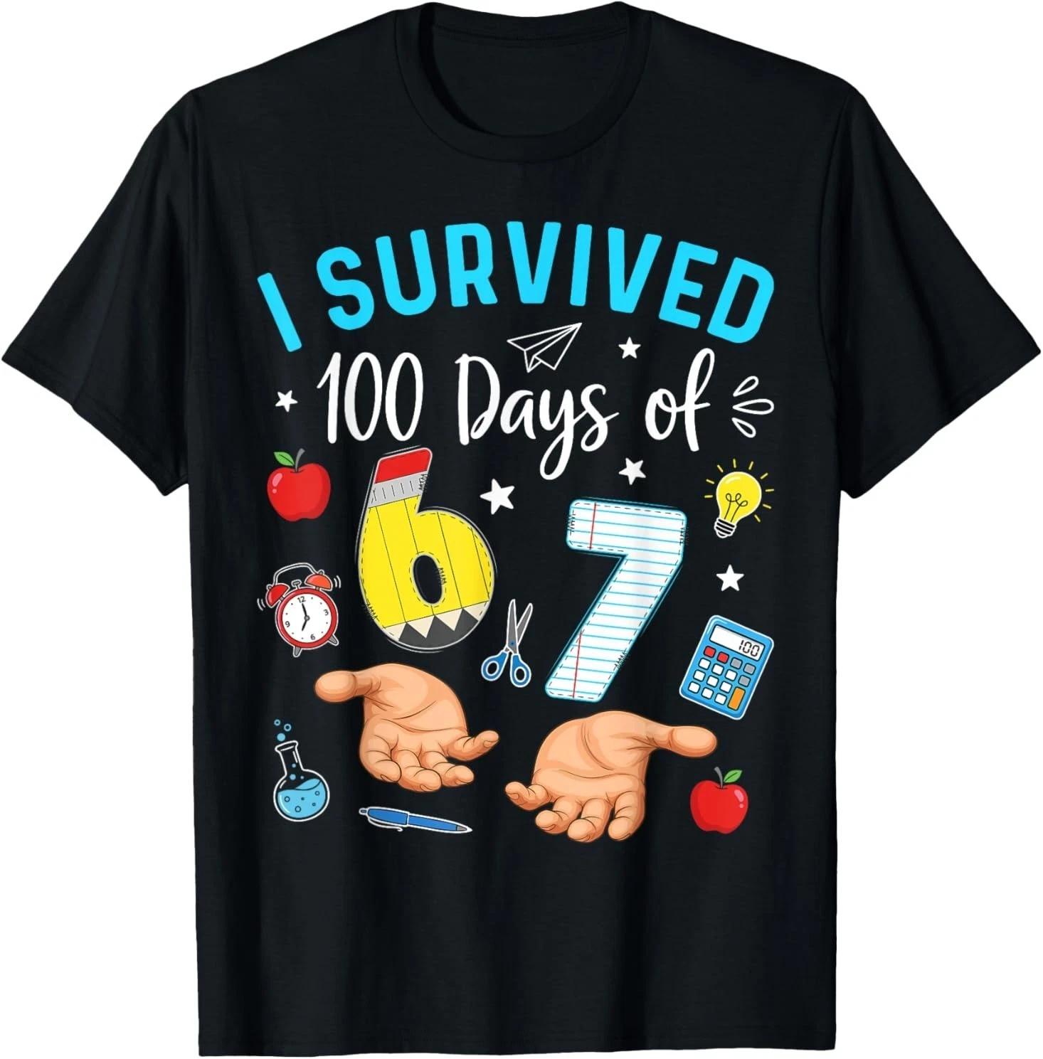 I Survived 100 Days of 67 100th Day of School Teachers T shirt 3XL