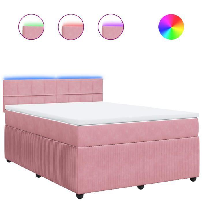 VidaXL Slatted Bed Base with Mattress Pink 140x200 Cm Velvet 3290063