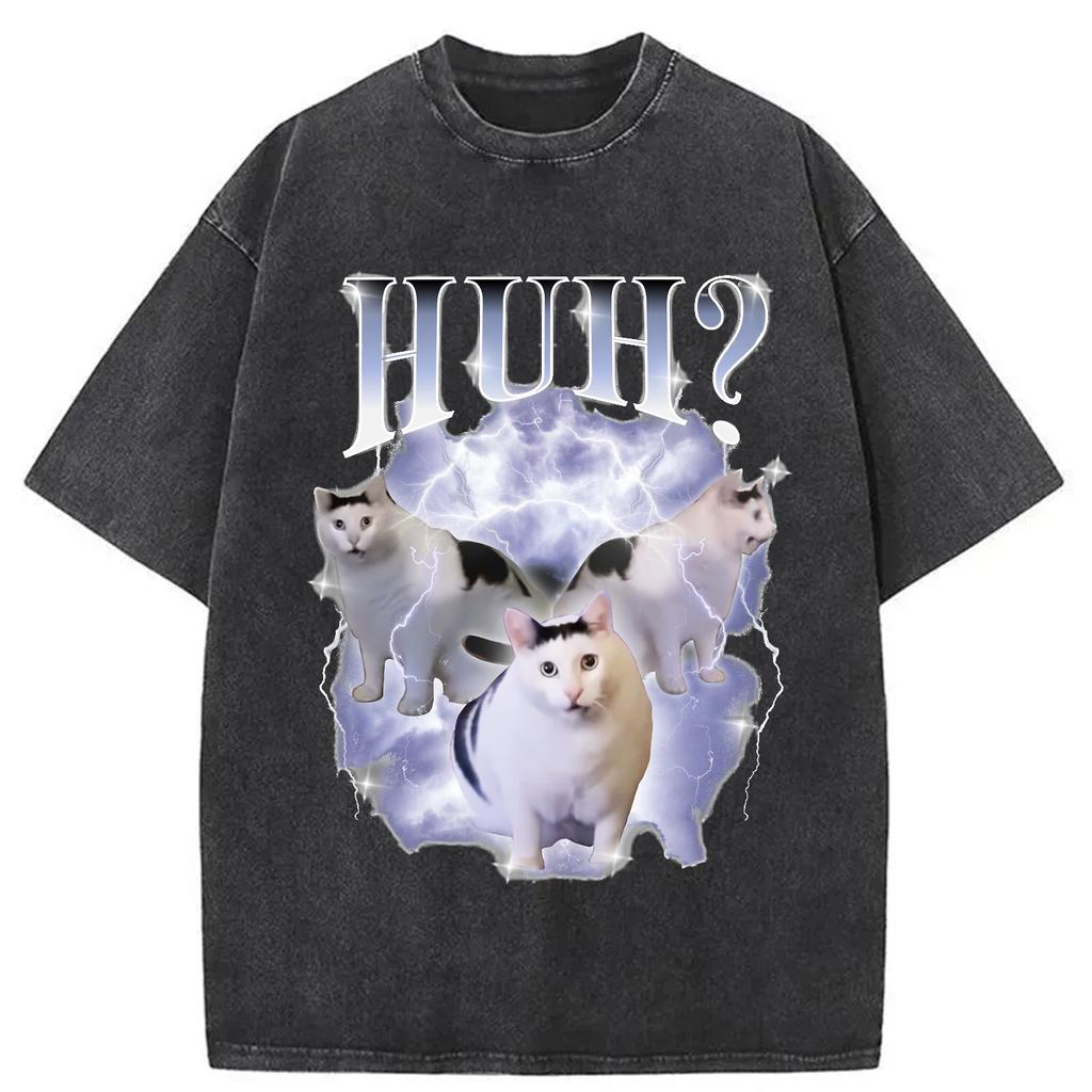 Χαχ Γάτα Χοντρή Μπεν Μιμίδιο Πλυμένο Γραφικό T-Shirt για Άνδρες Hip Hop Λάτρης Φαγητού Δρόμου Μπλουζάκι Βαμβακερό Vintage Κοντομάνικο Μπλουζάκι Τοπ