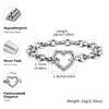 Trendy Hollow Heart Love Buckle Stainless Steel Chunky Thick Rolo Chain Bracelets for Women Fashion Punk Wrist Jewelry Gift